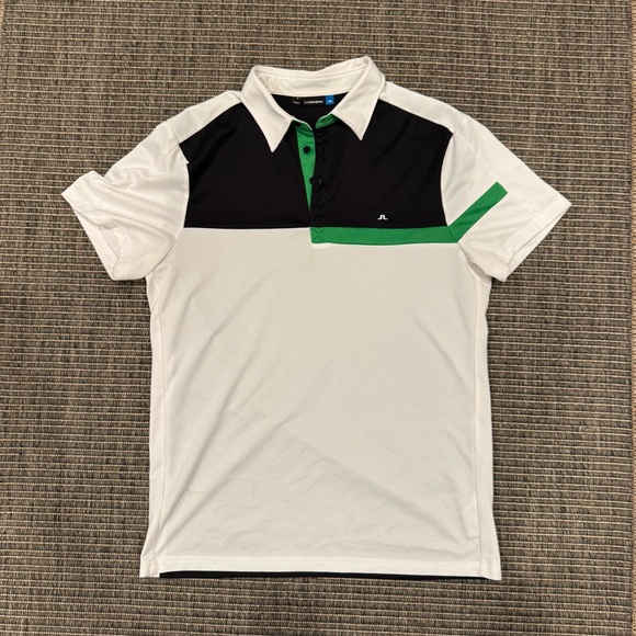 J.Lindeberg Black, Green, and White Polo Shirt - Picture 1 of 4